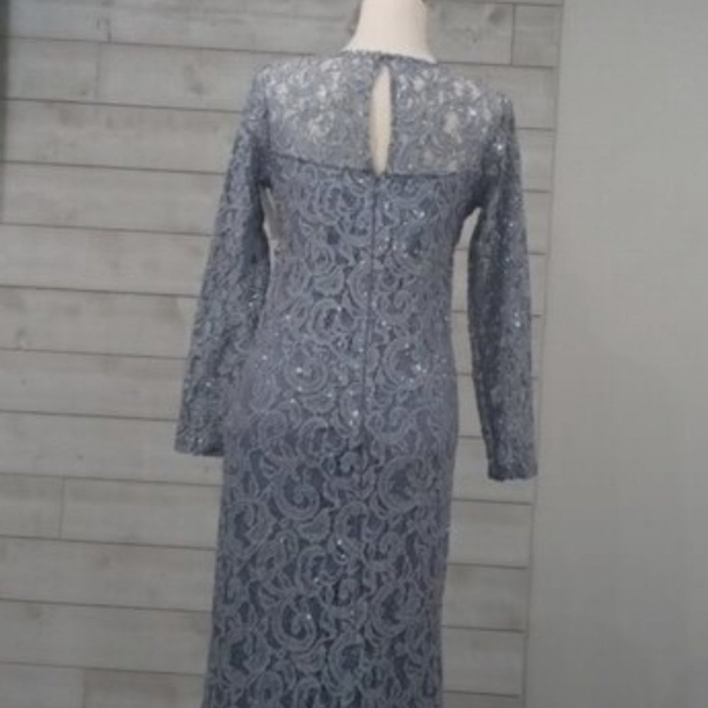 NWT! MARINA Elegant Blue Lace Evening Gown (M) MSRP $150 - Picture 9 of 9